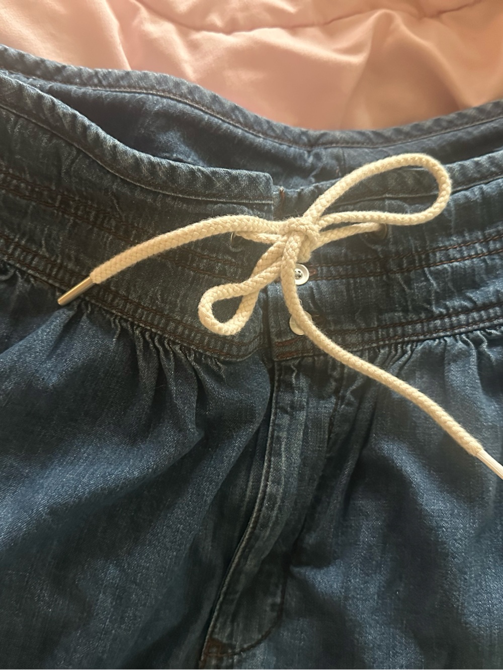 Anthro PILCRO Blue Denim Balloon Jeans Pant Jogger Tie Waist SZ Large Exc Cond - Picture 5 of 10